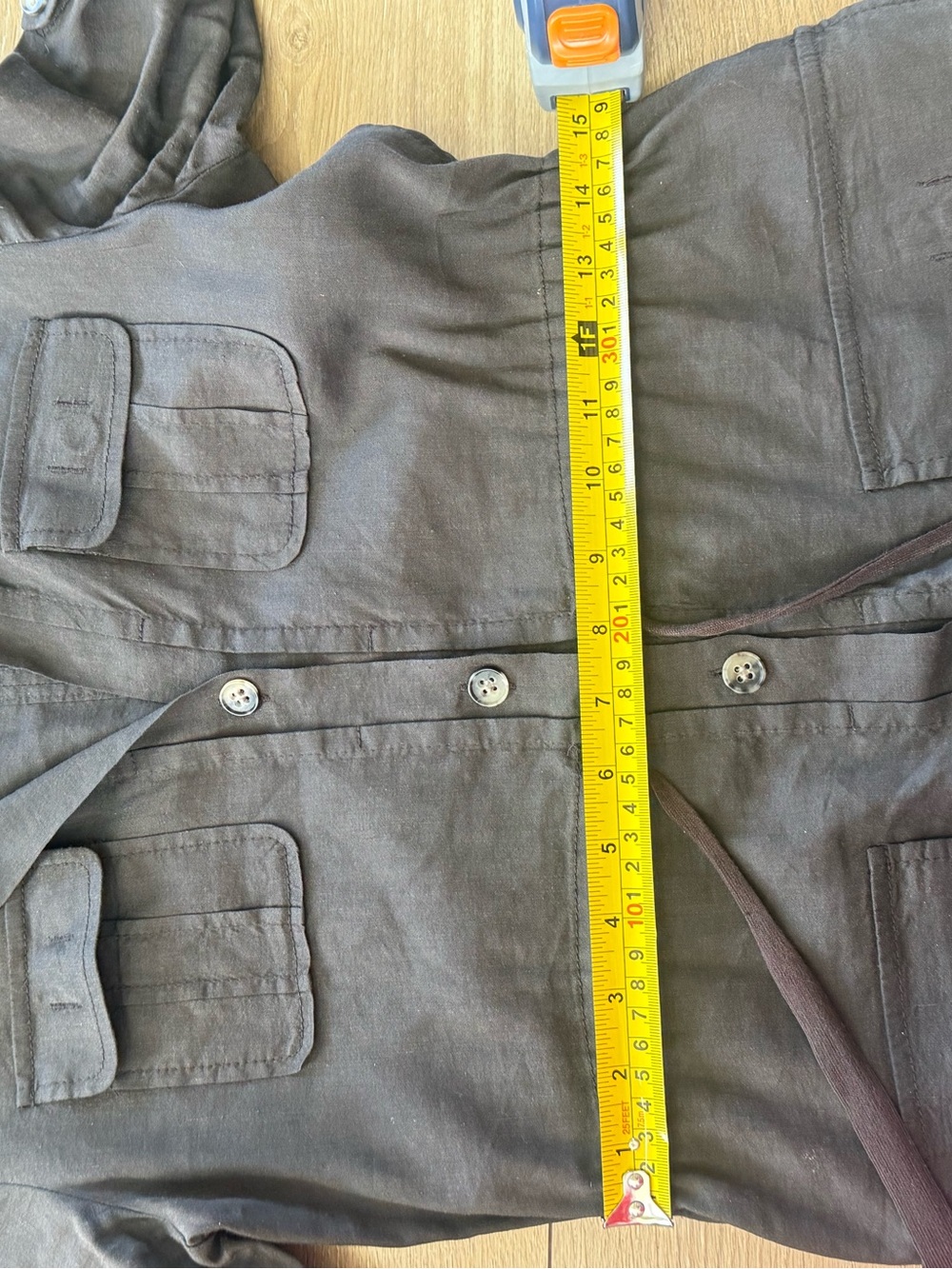 Theory Dorinda Utility Shirt Dress in Dark Brown-sz 10 - Picture 7 of 11